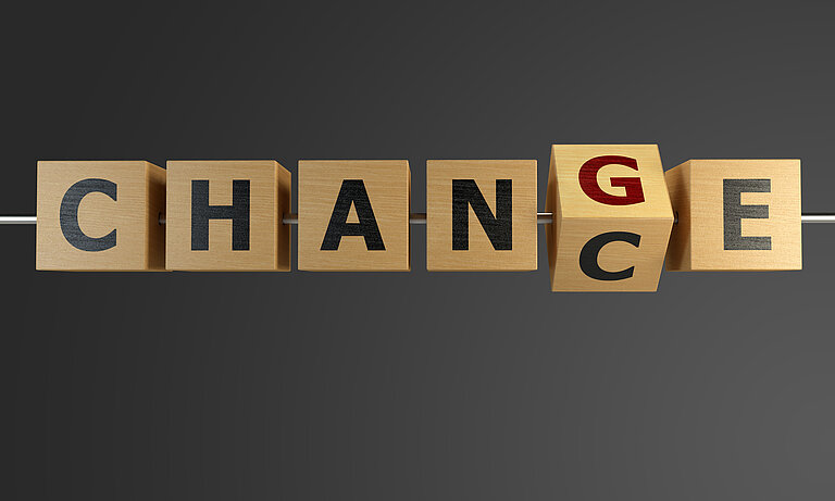 Wooden block on which change and chance are written to symbolyze the chance that organisational development brings for institutions of adult learning and education