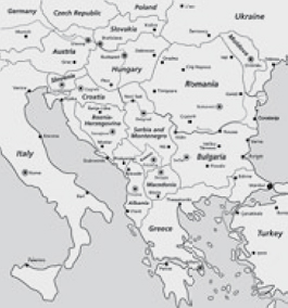 The map that is shown on the next side was produced before June 2006, when after a referendum in May 2006 Montenegro became an independent state. Kosovo declared independence on 17 February 2008.