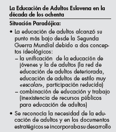 La Educaci&oacute;n de Adultos Eslovena en la d&eacute;cada de los ochenta