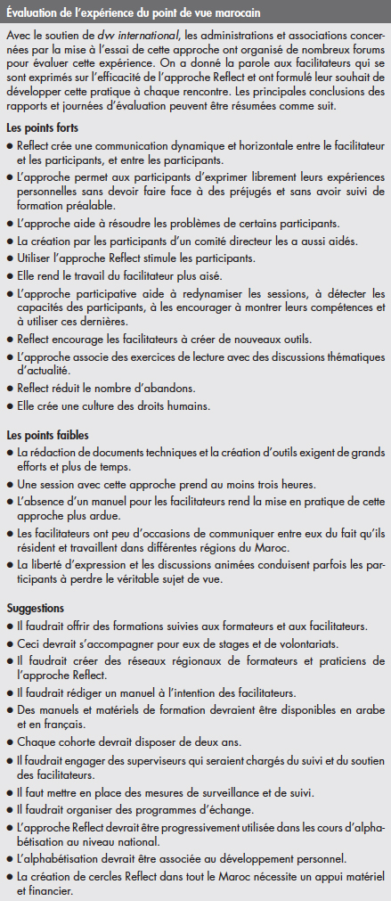 Évaluation de l’expérience du point de vue marocain